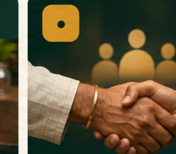 A handshake representing the merchant's customer relationships